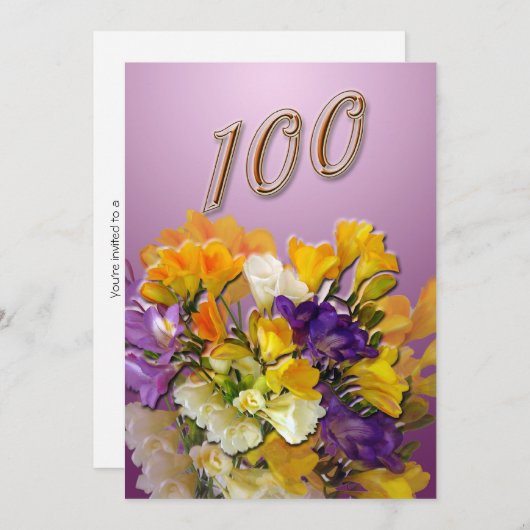 100e uitnodiging van de Birthday Party (Voorkant / Achterkant)