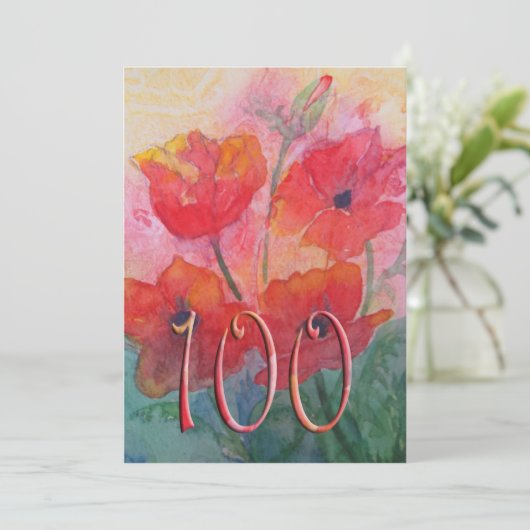 100e uitnodiging van de Birthday Party - Rode papa (Staand voorkant)