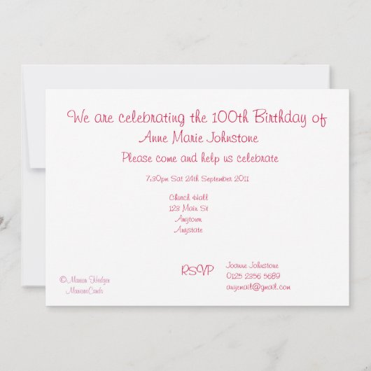 100e uitnodiging van de Birthday Party - Rode papa (Achterkant)