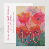 100e uitnodiging van de Birthday Party - Rode papa (Voorkant / Achterkant)