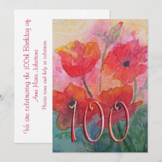 100e uitnodiging van de Birthday Party - Rode papa (Voorkant / Achterkant)