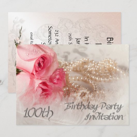 100e uitnodiging van de partij van Birthday (Voorkant / Achterkant)