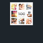 100e verjaardag aangepaste foto collage wit monogr canvas afdruk<br><div class="desc">Een uniek 100ste verjaardagscadeau of aandenken, haar leven vieren met een collage van 8 van uw foto's. Voeg afbeeldingen van haar familie, vrienden, huisdieren, hobbies of droomreisbestemming toe. Personaliseer en voeg een naam, leeftijd 100 en een datum toe. Grijze en zwarte letters. Een chique witte achtergrond. Dit canvas is ook...</div>