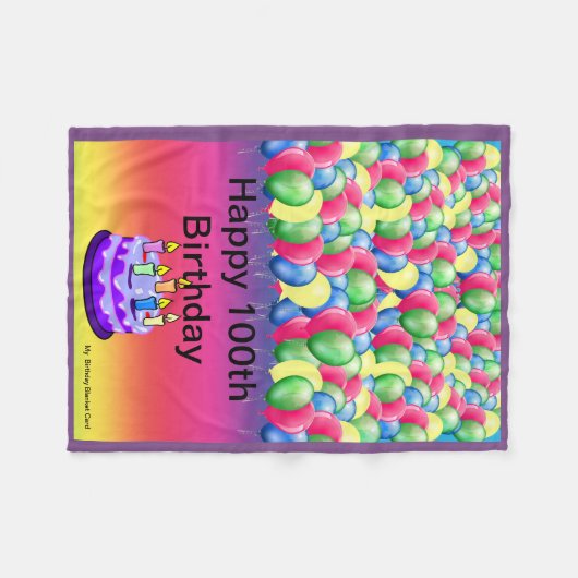 100e verjaardag - Aangepaste papierpakking voor he Fleece Deken (Voorkant (Horizontaal))