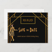 100e verjaardag art deco Gatsby save the date Briefkaart (Voorkant / Achterkant)