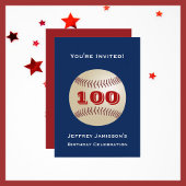 100e verjaardag Baseball Blue en Red Kaart