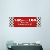 100e verjaardag Baseball Red White Blue, naam Spandoek (Beurs)