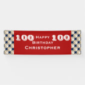 100e verjaardag Baseball Red White Blue, naam Spandoek (Horizontaal)