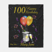 100e verjaardag Black Gold van de feestdag Fleece Deken (Voorkant)
