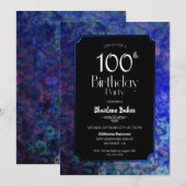 100e verjaardag Black met blauwe grens Kaart (Voorkant / Achterkant)