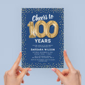 100e verjaardag blauw goud kaart