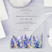 100e verjaardag Blauwe Larkspur Juli Geboortebloem Acryl Uitnodigingen