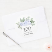100e verjaardag Blauwe Roos Eucalyptus Ronde Sticker (Envelop)
