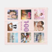 100e verjaardag bloedig roos gouden naam foto coll fleece deken (Voorkant (Horizontaal))