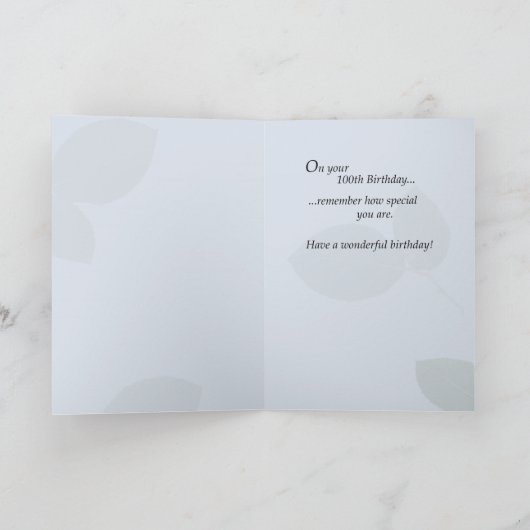 100e verjaardag Bloem Kaart (Binnen)