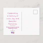 100e verjaardag Bloemen Modern 100 jaar Aankondigingskaart (Achterkant)