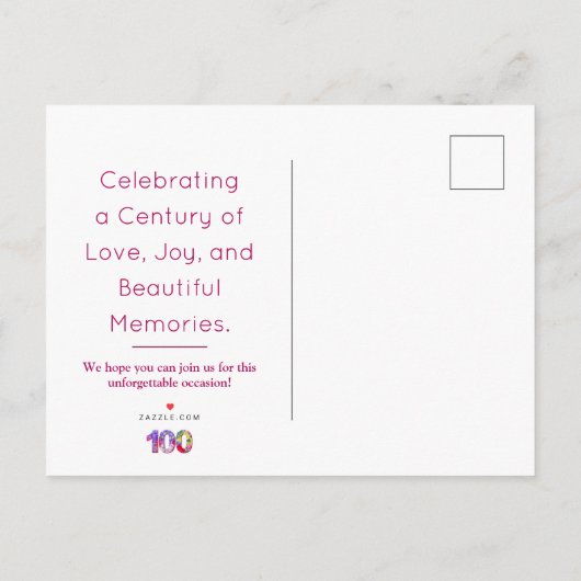 100e verjaardag Bloemen Modern 100 jaar Aankondigingskaart (Achterkant)