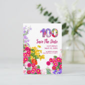 100e verjaardag Bloemen Modern 100 jaar Aankondigingskaart (Staand voorkant)
