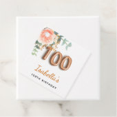 100e verjaardag bloemrozen goud eucalyptus naam bedankjes labels (In situ)
