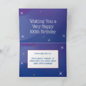 100e verjaardag - Blue Gold Star Number - OUD Kaart (Binnen)