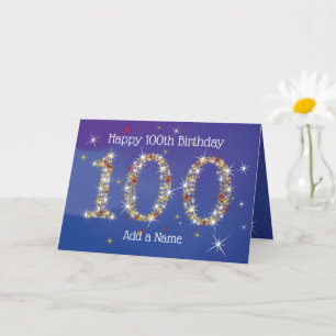 100e verjaardag - Blue Gold Star Number - OUD Kaart