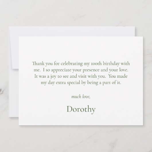 100e verjaardag Blue Hydrangeas Bedankkaart (Achterkant)