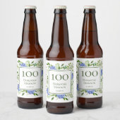 100e verjaardag Blue Hydrangeas Bier Etiket (Flessen)
