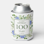 100e verjaardag Blue Hydrangeas Blikjeskoeler (Blikje Voorkant)