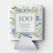 100e verjaardag Blue Hydrangeas Blikjeskoeler (Achterkant)