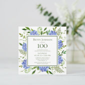 100e verjaardag Blue Hydrangeas Kaart (Staand voorkant)