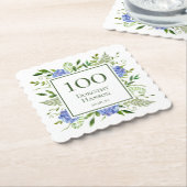 100e verjaardag Blue Hydrangeas Kartonnen Onderzetters (Gebogen)