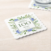 100e verjaardag Blue Hydrangeas Kartonnen Onderzetters (Gebogen)