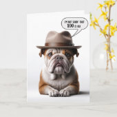 100e verjaardag Bulldog met Fedora Kaart (Gele Bloem)