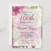 100e verjaardag Burgundy Gold Floral Elegant Chic Kaart (Achterkant)