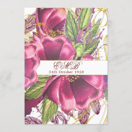 100e verjaardag Burgundy Gold Floral Elegant Chic Kaart