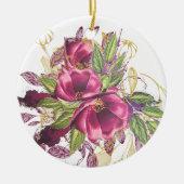 100e verjaardag Burgundy Gold Floral Elegant Chic Keramisch Ornament (Voorkant)