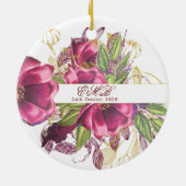 100e verjaardag Burgundy Gold Floral Elegant Chic Keramisch Ornament (Achterkant)