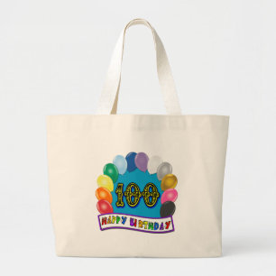 100e verjaardag cadeautjes met geordend ballonontw grote tote bag
