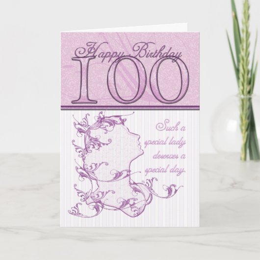 100e verjaardag Cameo Kaart Roze (Voorkant)