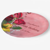 100e verjaardag Chic Red & Yellow Roses Papieren Bordje (Gekanteld)