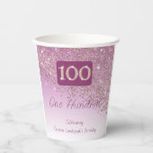 100e verjaardag Classy Falling Roos Gold Glitter Papieren Bekers (Voorkant)