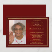 100e verjaardag Classy Red Gold Photo Kaart (Voorkant / Achterkant)