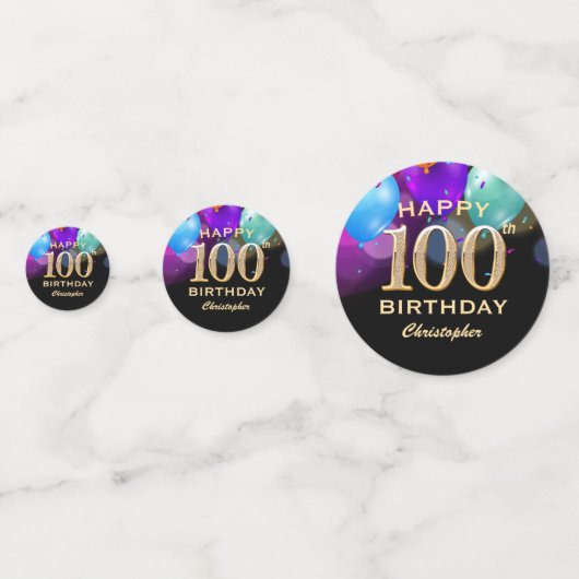 100e verjaardag Confetti voor zwarte en gouden fee (Achterkanten)