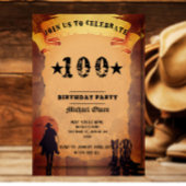 100e verjaardag cowboy oud papier paardrijden part kaart