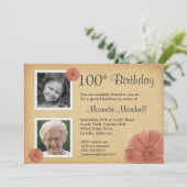 100e verjaardag  Daisy 2 Foto nodigt uit Kaart (Staand voorkant)