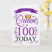 100e verjaardag De koningin is 100 vandaag Paars Kaart (Gele Bloem)