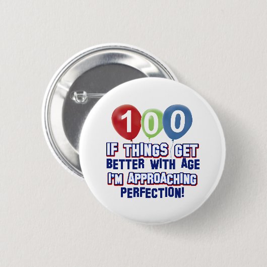 100e verjaardag design ronde button 5,7 cm (Voorkant /achterkant)