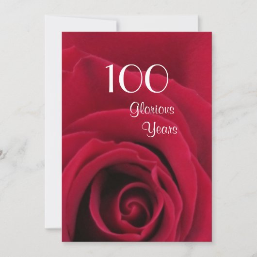 100e verjaardag!-Diepe rode roze Kaart (Voorkant)