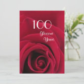100e verjaardag!-Diepe rode roze Kaart (Staand voorkant)