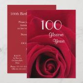 100e verjaardag!-Diepe rode roze Kaart (Voorkant / Achterkant)